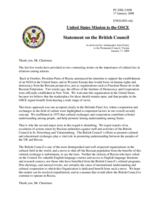 Statement by the Delegation of the United States on the British Council and the Institute of Democracy and Cooperation