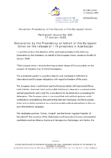 Statement by the Slovenian Presidency of the Council of the European Union on the release of 119 prisoners in Azerbaijan
