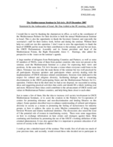 Statement by the Delegation of Israel on The Mediterranean Seminar in Tel-Aviv (18-19 December 2007)