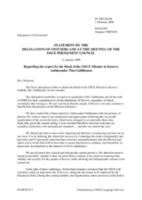 Statement by the Delegation of Switzerland in response to the address by the Head of Mission of the OSCE Mission in Kosovo, Ambassador Tim Guldimann