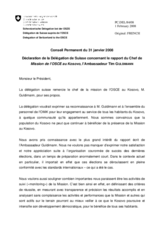 Statement by the Delegation of Switzerland in response to the address by the Head of Mission of the OSCE Mission in Kosovo, Ambassador Tim Guldimann (fr)