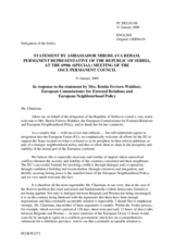Statement by the Delegation of Serbia in response to the Address by Benita Ferrero-Waldner, European Commissioner for External Relations and European Neighbourhood Policy