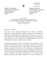 Statement by the Delegation of Albania in response to the address by the Head of Mission of the OSCE Mission in Kosovo, Ambassador Tim Guldimann