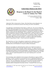 Statement by the Delegation of the United States in Response to the Report by the Head of Center in Astana, Ivar Vikki