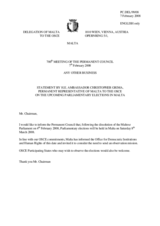 Statement by the Delegation of Malta on the upcoming parliamentary elections in Malta