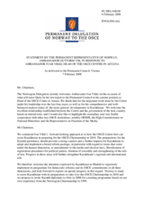 Statement by the Delegation of Norway in Response to the Report by the Head of Center in Astana, Ivar Vikki