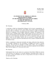 Statement by the Delegation of Serbia on the Presidential Elections in Serbia