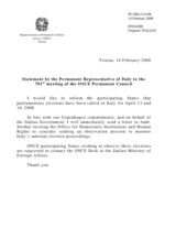 Statement by the Delegation of Italy on parliamentary elections in Italy (13-14 April)