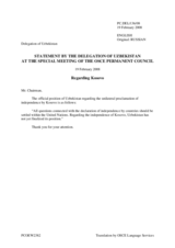 Statement by the Delegation of the Uzbekistan in response to the Address by the Minister of Foreign Affairs of Serbia, Vuk Jeremic
