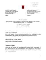 Statement by the Delegation of the Albania in response to the Address by the Minister of Foreign Affairs of Serbia, Vuk Jeremic