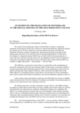 Statement by the Delegation of the Switzerland regarding the future of the OSCE in Kosovo