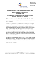 Statement by the Slovenian Presidency of the Council of the European Union in response to the Address by the Minister of Foreign Affairs of Serbia, Vuk Jeremic