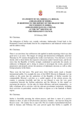 Statement by the Delegation of Serbia in response to the Head of the OSCE Mission to Serbia, Ambassador Hans Ola Urstad