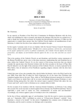 Statement of Cardinal Walter Kasper, Holy See