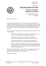 Statement by the Delegation of the United States of America on the establishment of the International Steering Group for Kosovo