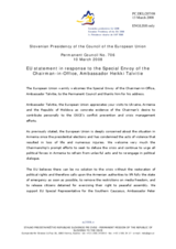 Statement by the Slovenian Presidency of the Council of the European Union in response to the Special Envoy of the Chairman-in-Office, Ambassador Heikki Talvitie