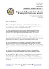 Statement by the Delegation of the United States in response to the Head of the OSCE Mission to Bosnia and Herzegovina, Ambassador Douglas Davidson