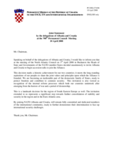 Statement by the Delegation of Croatia, also on behalf of Albania, on the meeting of the North Atlantic Council on 3rd April 2008 in Bucharest and the invitation of Albania and Croatia to begin accession talks to join the Alliance