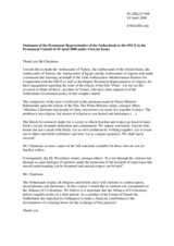 Statement by the Delegation of the Netherlands on the Wilder movie "Fitna"