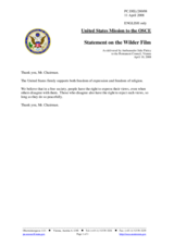 Statement by the Delegation of the United States on the Wilder movie "Fitna"