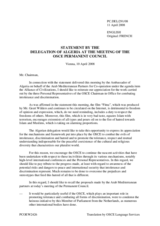 Statement by the Delegation of Algeria in appreciation for the work carried out by the three Personal Representatives of the OSCE Chairman in Office for combating intolerance and discrimination