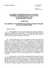 Statement by the Delegation of the Holy See in response to the address by the Chairman-in-Office, Minister for Foreign Affairs of Finland, Alexander Stubb