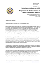 Statement by the Delegation of the United States in response to the report by the Head of the OSCE Spillover Monitoring Mission to Skopje, Ambassador Giorgio Radicati