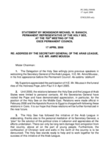 Statement by the Delegation of the Holy See in response to the address by the Secretary General of the League of Arab States, Amr Moussa
