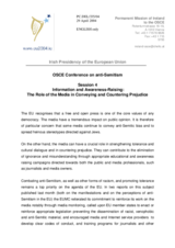 Statement by Irish EU Presidency on Information and Awareness-Raising: The Role of the Media in Conveying and countering Prejudice, Session 4