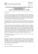 Statement by the Delegation of Slovakia on the Freedom of the Media in Slovakia