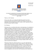 Statement by the Delegation of Norway in response to the address by the Secretary General of the Council of Europe, Terry Davis
