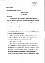 Keynote speech by Elie Wiesel: Memory as Warning