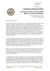 Statement by the Delegation of the United States on Cyber Attacks against Radio Free Europe in Belarus