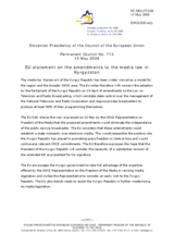 Statement by the Slovenian Presidency of the Council of the European Union on the amendments to the media law in Kyrgyzstan