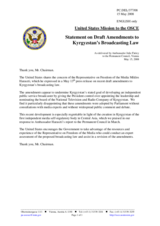 Statement by the Delegation of the United States on the amendments to the media law in Kyrgyzstan