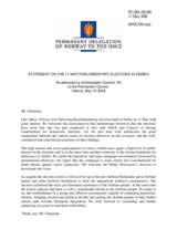 Statement by the Delegation of Norway on parliamentary elections in Serbia on 11 May 2008