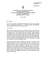 Statement by the Delegation of Serbia on parliamentary elections in Serbia on 11 May 2008