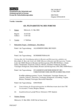 Journal of the 421st Plenary Meeting of the Forum for Security Co-operation (de)