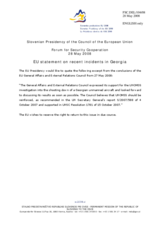 Statement by the Slovenian Presidency of the Council of the European Union on recent incidents in Georgia