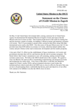 Statement by the Delegation of the United States on the Closure of USAID Mission in Zagreb