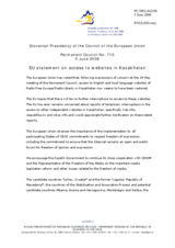 Statement by the Slovenian Presidency of the Council of the European Union on access to websites in Kazakhstan