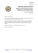 Statement by the Delegation of the United States in response to the Statement by the Slovenian Presidency of the Council of the European Union on the death penalty in the USA