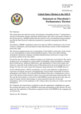Statement by the Delegation of the United States on parliamentary elections in the former Yugoslav Republic of Macedonia