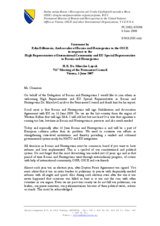 Statement by the Delegation of Bosnia and Herzegovina in response to the report by the High Representative for Bosnia and Herzegovina, Miroslav Lajcak