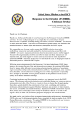 Statement by the Delegation of the United States in response to the report by the Director of the ODIHR, Ambassador Christian Strohal