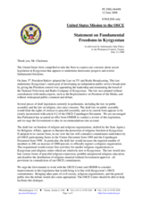 Statement by the Delegation of the United States on Fundamental Freedoms in Kyrgyzstan