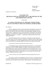 Statement by the Delegation of Switzerland in response to the report by the Director of the ODIHR, Ambassador Christian Strohal