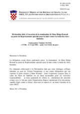 Statement by the Delegation of the Republic of Croatia on the appointment of the OSCE Special Representative on Combating Trafficking in Human Beings, Dr. Helga Konrad