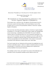 Statement by the Slovenian Presidency of the Council of the European Union on the parliamentary elections in the former Yugoslav Republic of Macedonia