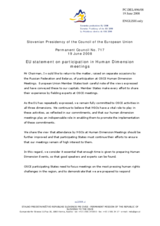 Statement by the Slovenian Presidency of the Council of the European Union on participation in Human Dimension meetings
